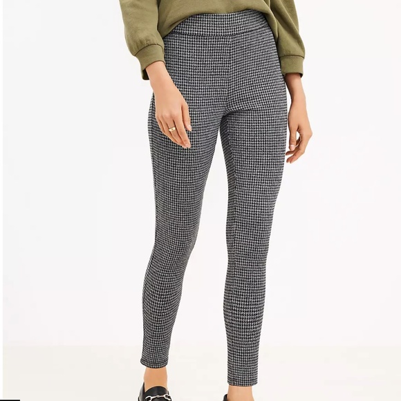 Ann Taylor LOFT Houndstooth Leggings, Black Multi, Size Medium - Picture 1 of 9